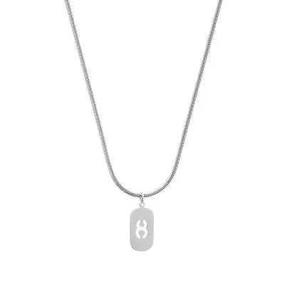 Stainless Steel Angel Number Necklace 0 1 2 3 4 5 6 7 8 9 Rectangle For Women Men Hollow Lucky Number Chain Necklaces Jewelry