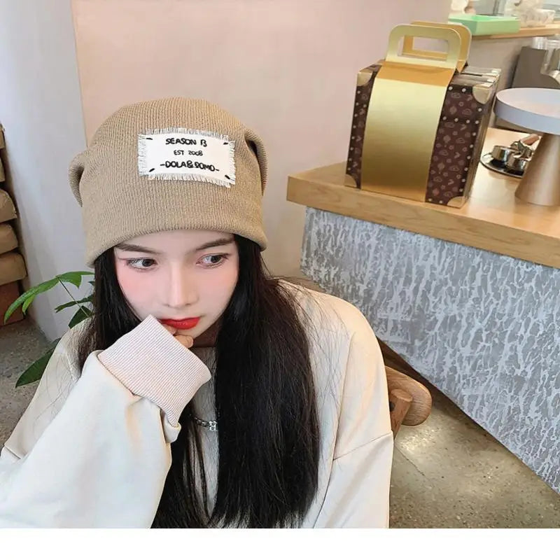 Casual Keep Warm Thin Knit Hat Cute Outdoor Cold Cap Ear Protection Warm Stack Hat For Men Women