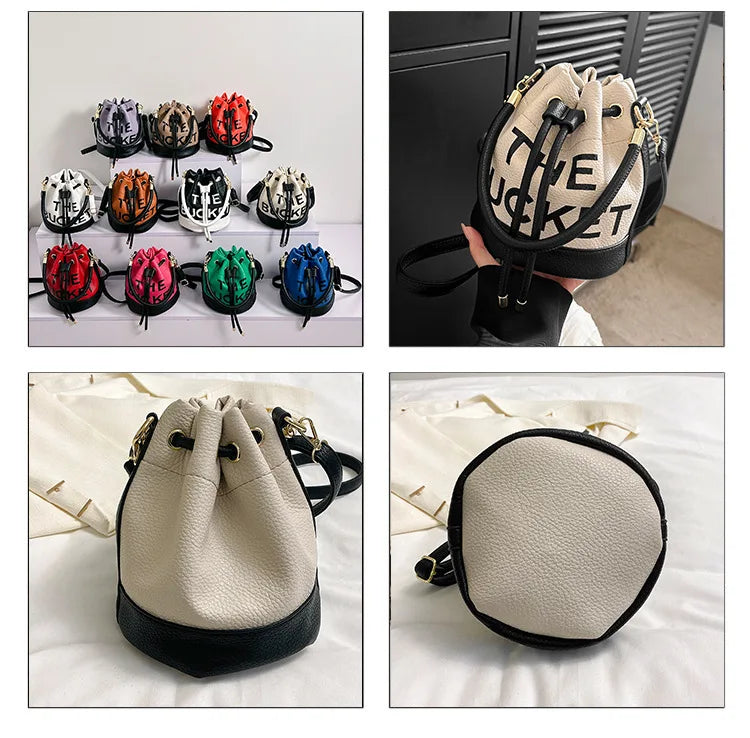 Women's Bucket Bag | PU Drawstring Shoulder and Crossbody Handbag