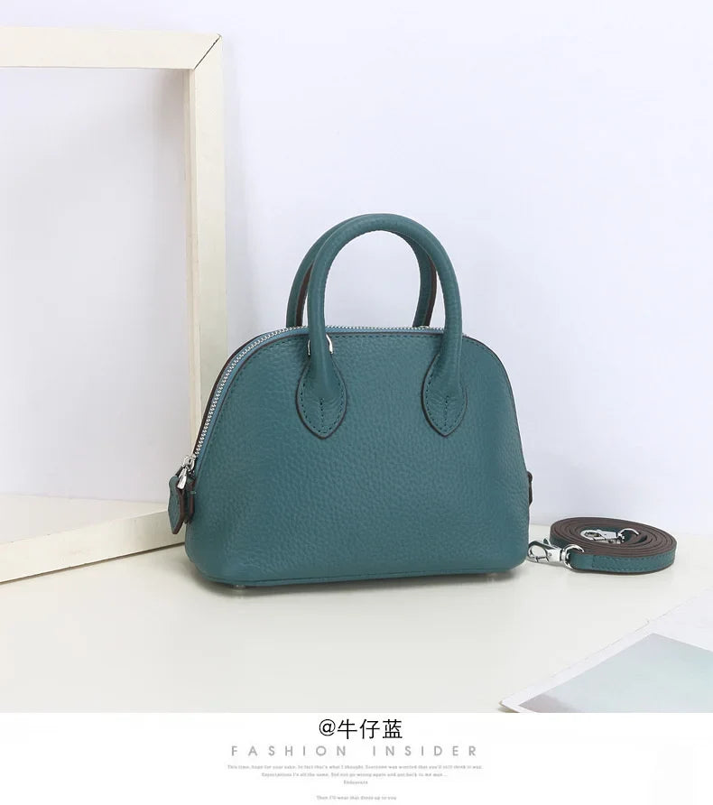 Shell Bag Women's Messenger Bag | Cow Leather Simple Shoulder Bag & Fashion Ladies Classic Handbag (Small Mobile Phone Crossbody Bag)