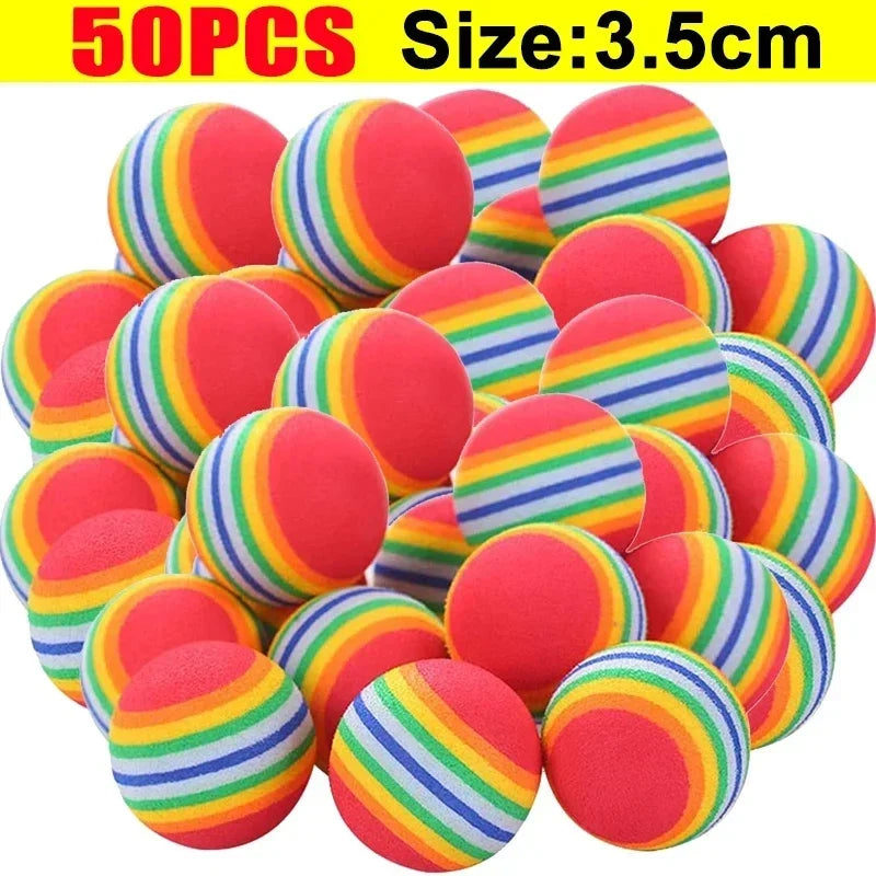 10-100x Colorful Cat Toy Ball EVA Bite-Resistant Elastic Rainbow Ball Kitten Puppy Chewing Training Interactive Toy Pet Supplies