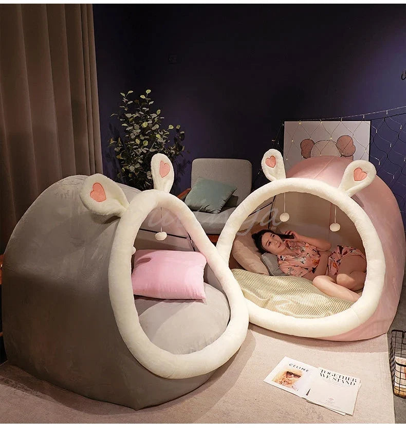 Cute Oversized Adult Child Plush Tent Cozy House Lazy Person Sofa On The Ground Cat's Nest Christmas Cushions Sitting Cushion