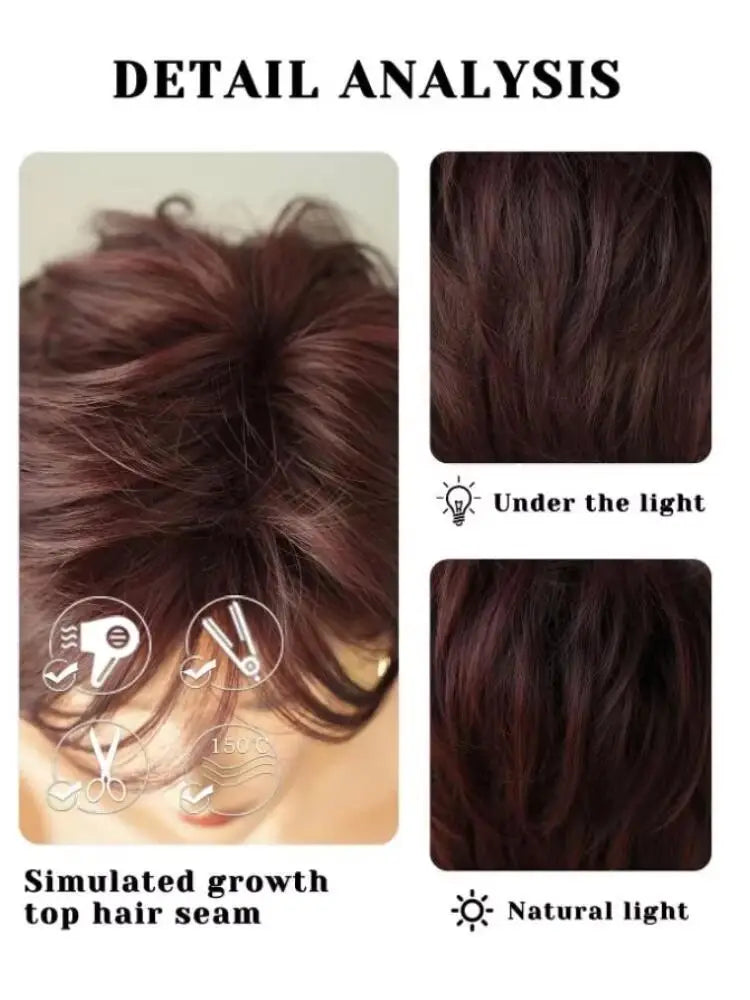 Deep Red Curly Pixie Wig with Bangs | Short Synthetic Heat-Resistant Daily Wig