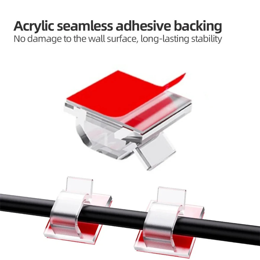 50Pcs Self-Adhesive Cable Clip Wire Protector Fixer Holder Desktop Tidy Management Wire Organizer For Mouse Headset Wire Storage