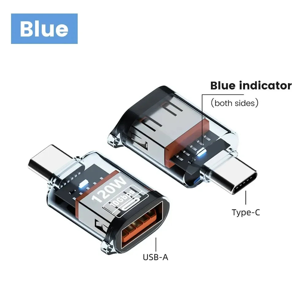 120W USB 3.2 to Type C OTG Adapter Fast Charging 10Gbps Data Audio Transfer For MacBook iPad iPhone 15 16 17 Huawei Xiaomi PC