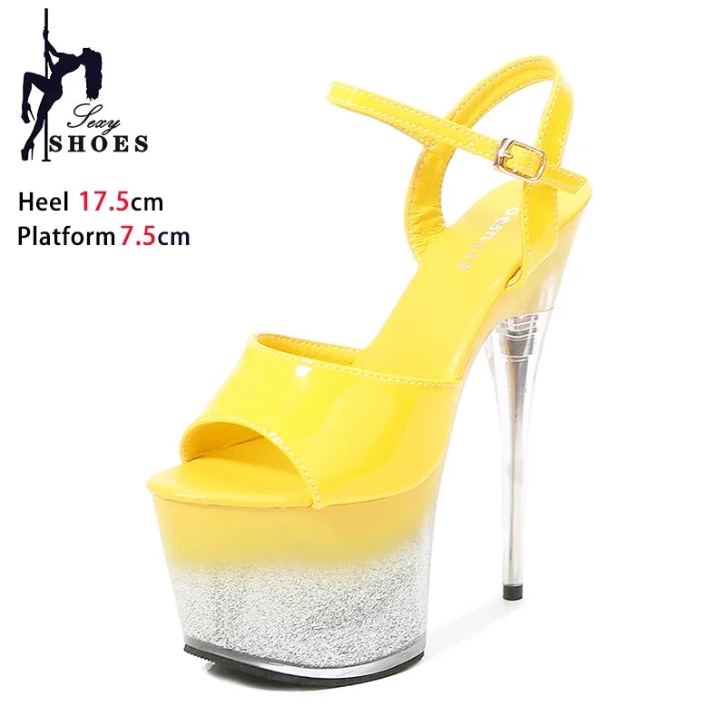 7Inch Runway Style Thin High Heels Europe And America Women Platform Sandals 2025 New Summer Night Club Shoes For Woman Big Size
