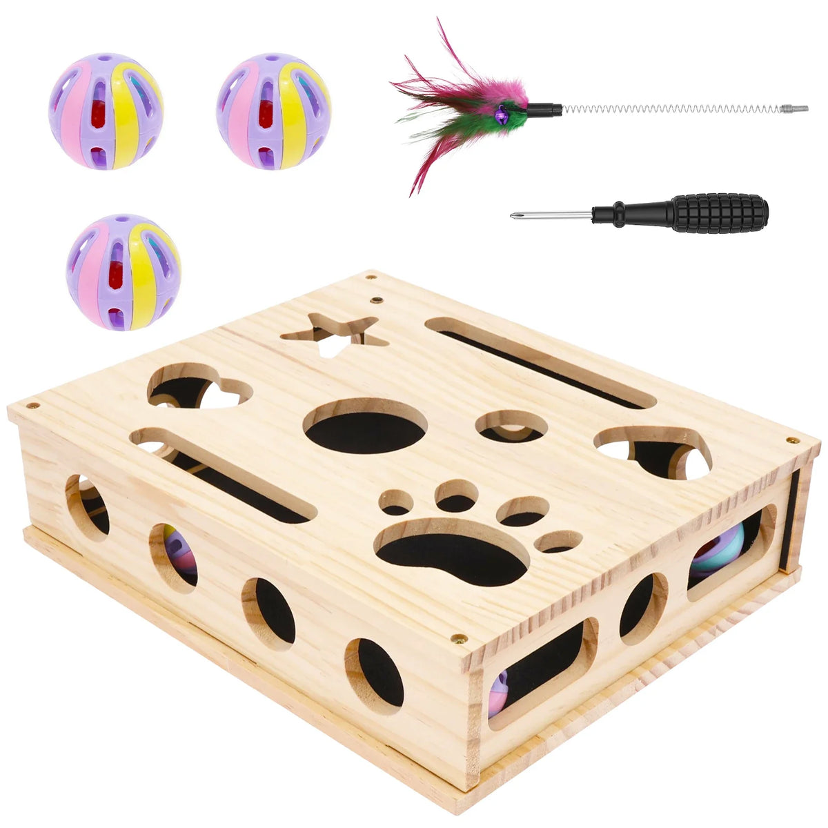 Cat Nail File Box Toy with Bell Ball and Sandpaper Inside Cat Scratch Puzzle Play Nail Care Interactive Pet Toy Stress Free