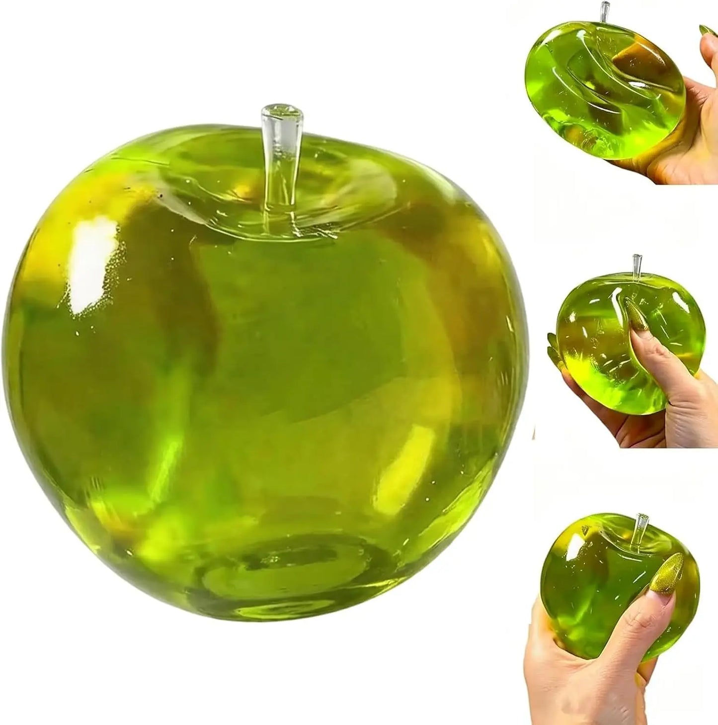 Apple Soft Fidget Toys,Stress Relief Toy, Green Apple Squishy, Squishy Apple Slow Rising Fruit Squishies, Clear Cute Fruit Stress Ball for Adults, Cute Funny Desk Decor