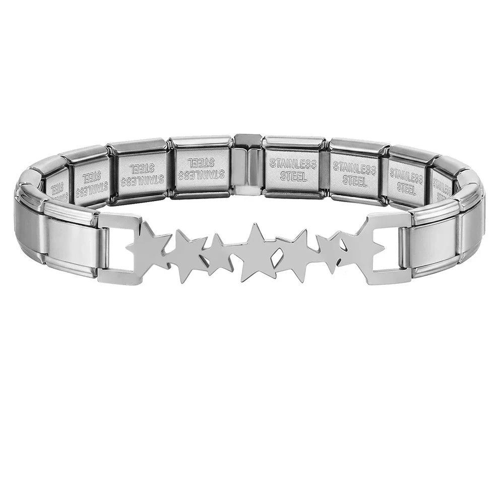 Italian Charm Link for Women Men 9mm Width Silver Gold Color Chain Stainless Steel Bracelet on Hand DIY Making Jewelry Wholesale