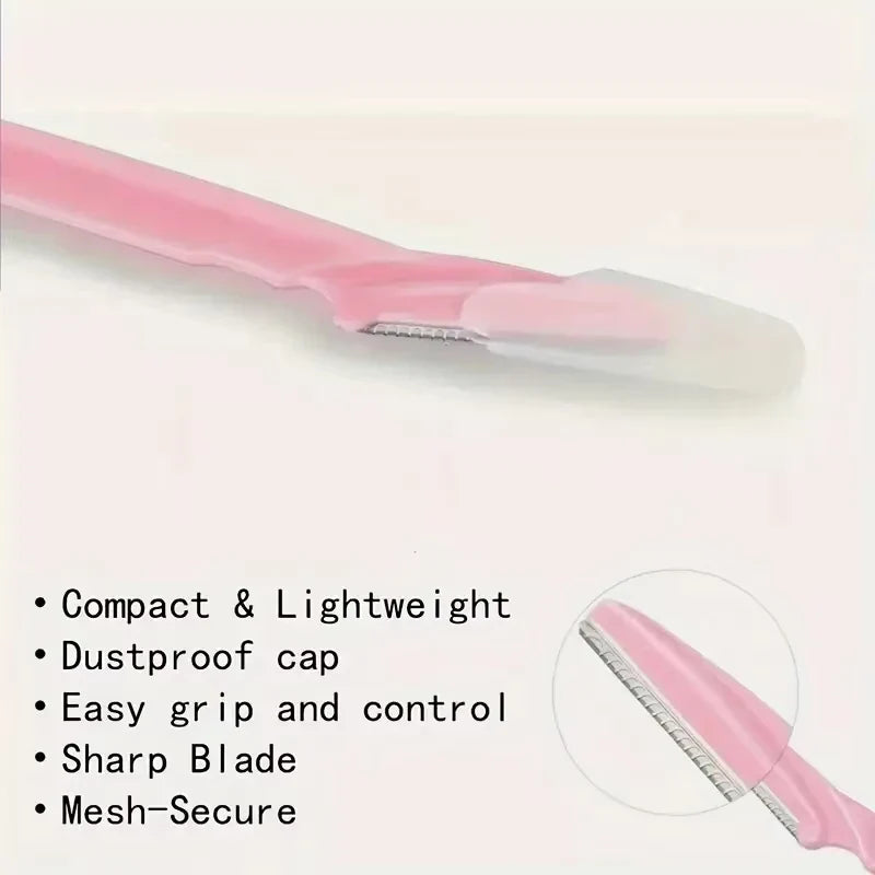 3Pcs Women Eyebrow Razor Stainless Steel Curved Blade Portable Household Facial Grooming Accessory