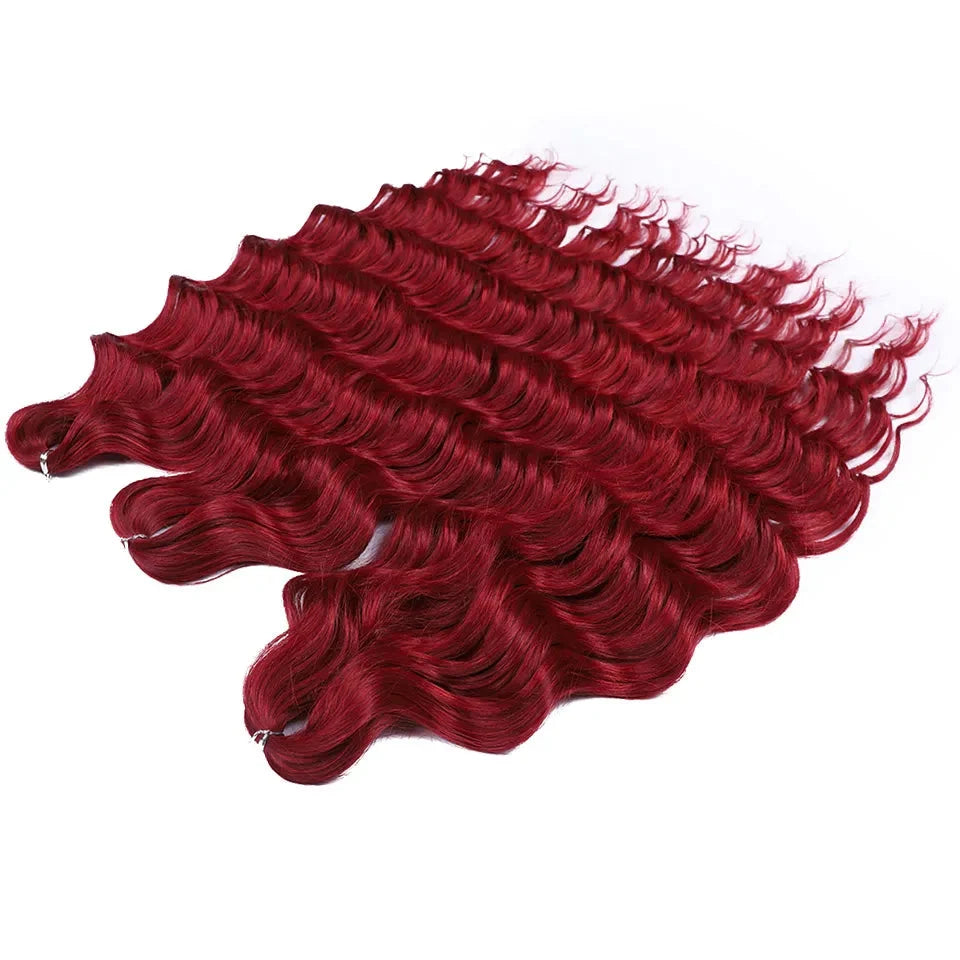 24" Orange Twist Crochet Hair | Synthetic Deep Wave Braiding Hair Extensions | Water Wave Hair | Heat Resistant Fiber | 60 Strands/Pack