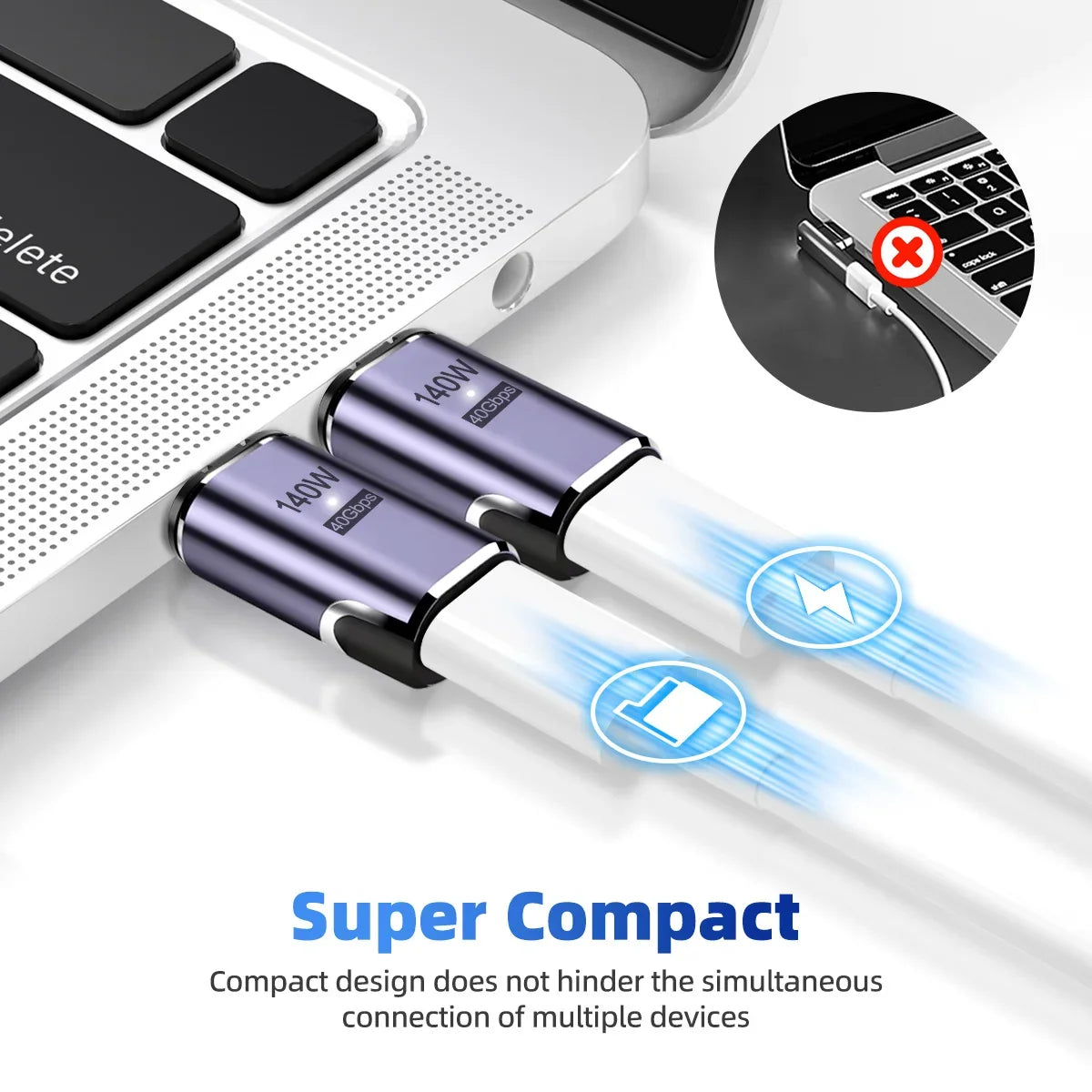 NNBILI 140W USB4.0 40Gbps Thunderbolt3 Magnetic Type-C TO USBC Fast Charge Magnet Converter Cable 8K@60Hz OTG USB Type C Adapter