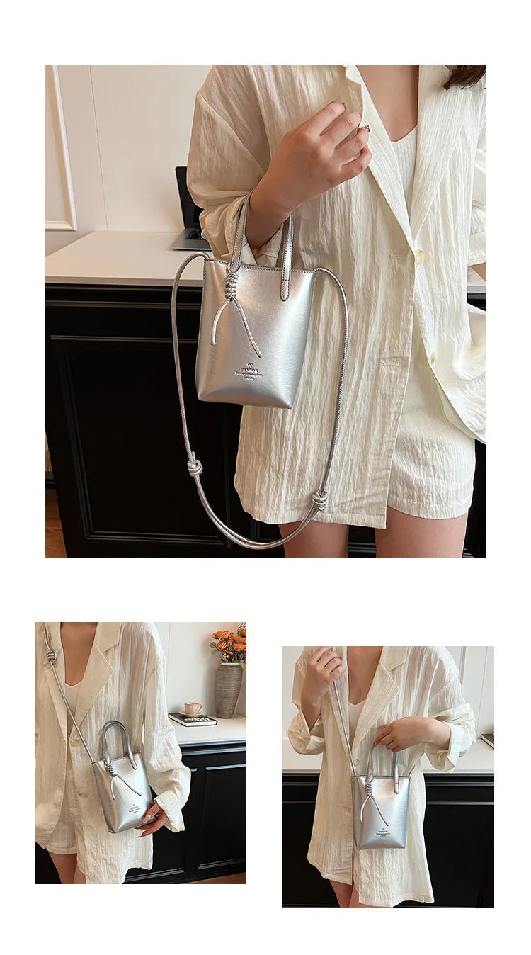 Leather Mini Crossbody Bag for Women | New Korean Fashion Luxury Shoulder Bag & Simple Retro Handbag