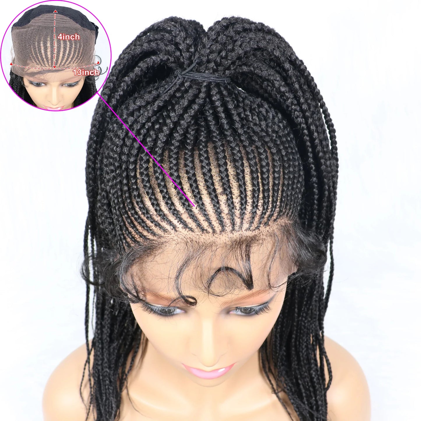 Kima Cornrow & Bantu Knot Braided Wig | Stitch Braids | Full Lace | Heat-Resistant Synthetic Hair