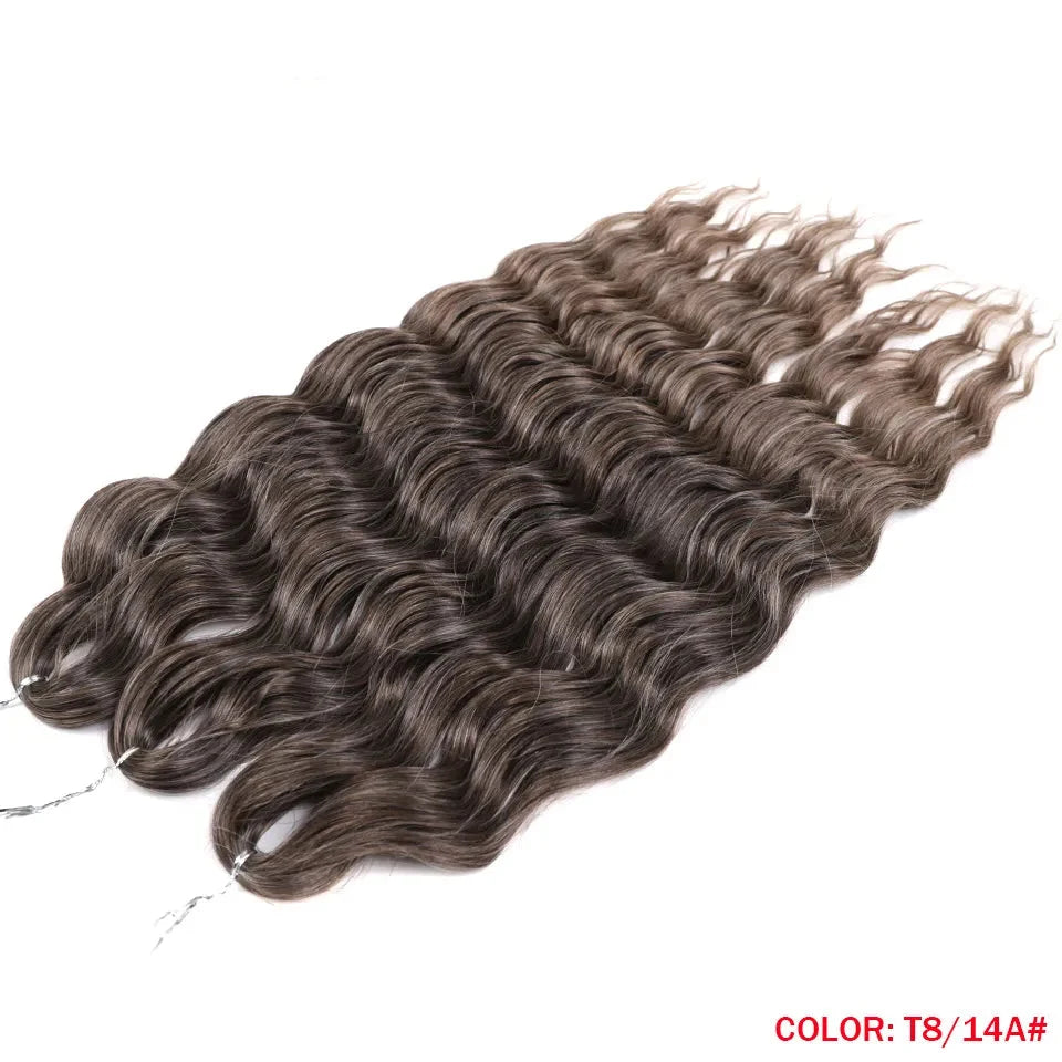 24" Orange Twist Crochet Hair | Synthetic Deep Wave Braiding Hair Extensions | Water Wave Hair | Heat Resistant Fiber | 60 Strands/Pack