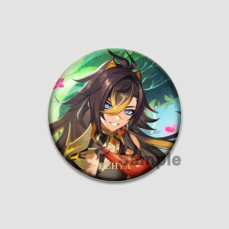 Genshin Impact Game Brooches 58mm Round Button Pins for Backpack Jackets Jewelry Cartoon Cosplay Badge Hutao Zhongli Xiao Badges