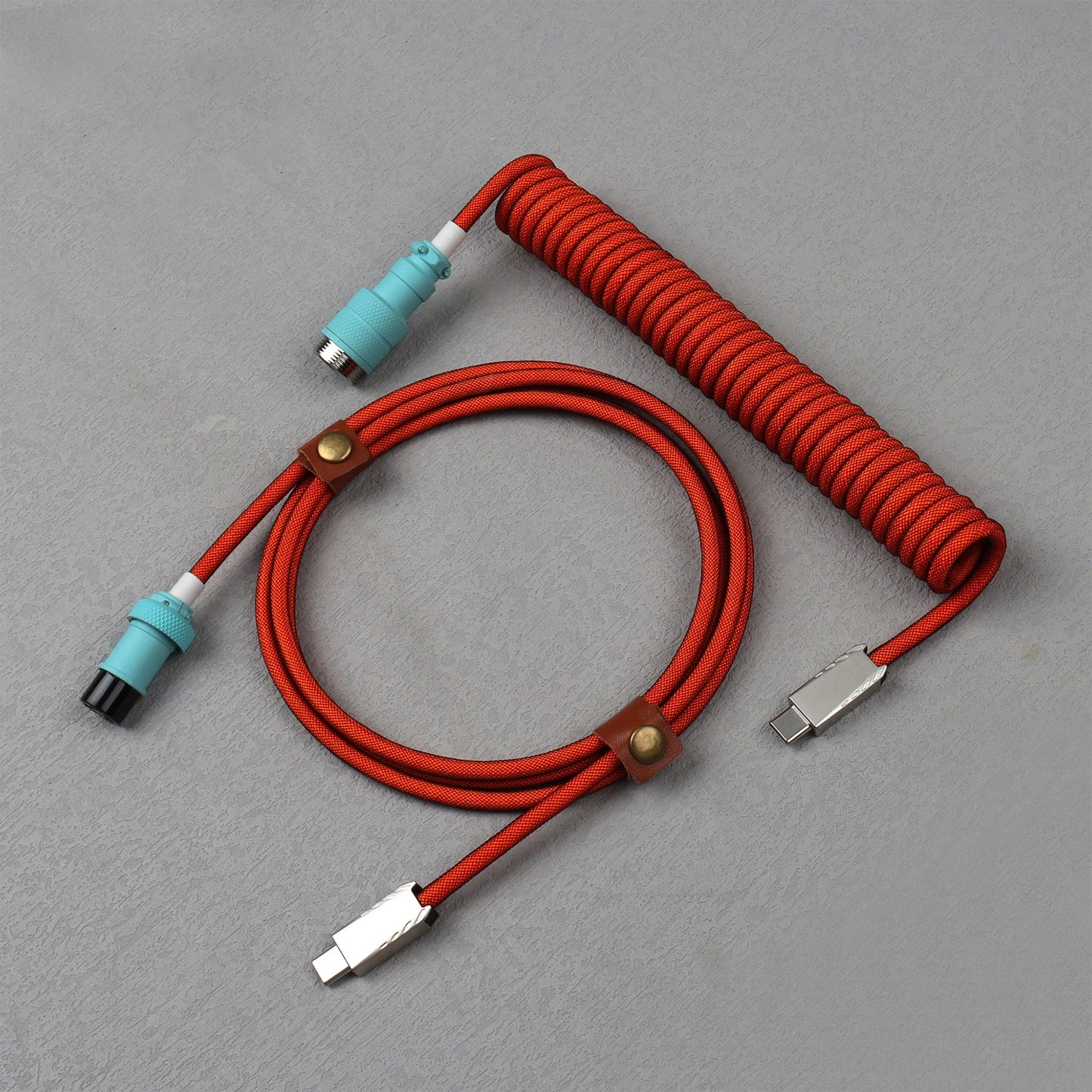 【LANO】Coiled Cable Braided Double-Sleeved Mechanical Keyboard detachable connector use Type-C to C Cable for Mechanical Keyboard