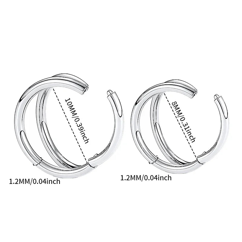 Double Septum Rings Nose Rings Hoops Cartilage Hoop Earring Piercing Nose Open Stacked Hoop Nose Rings 16G 18G 20G 6/8/10mm