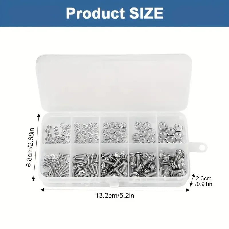 Hex Nuts and Bolt Set - 320 pieces/120 pieces, durable M2 - M5 metric size, universal hardware kit for DIY projects and repairs