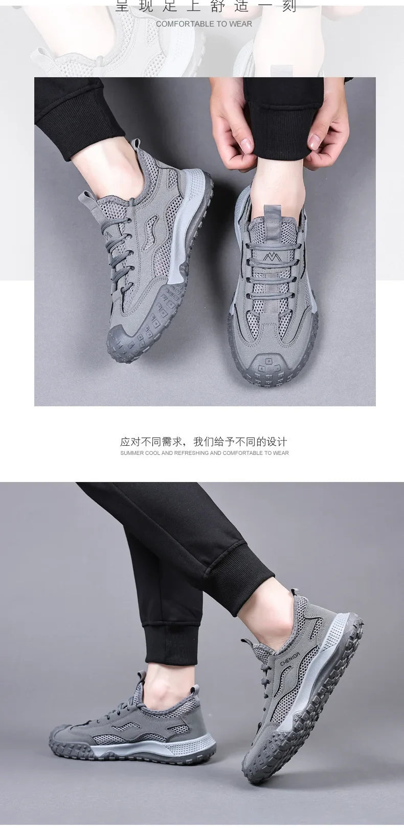 Oulylan Men's Summer Breathable Hollow Mesh Wading Shoes 2026 Outdoor Hiking Climbing Non-Slip Sport Sneakers Size 39-44