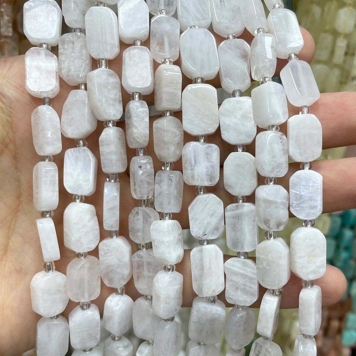 Natural Stone Flat Rectangle Amethyst Lapis Lazuli Quartz Apatite Spacer Beads For Jewelry Making Diy Bracelet Accessorie 8*12MM