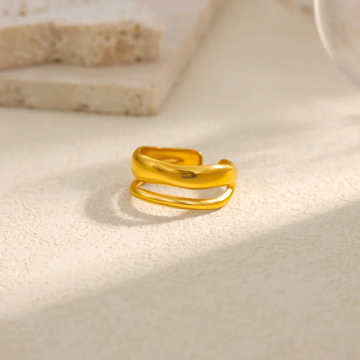 Stainless Steel Geometric Irregular Rings For Women Minimalist Open Adjustable Rings Daily Jewelry Wedding Anniversary Gifts