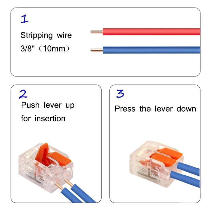 20/90pcs Box Electrical Lever Wire Connectors 2 Port 3 Port 5 Port Electric Cable Clamp Mini Quick Wire Terminal Connector