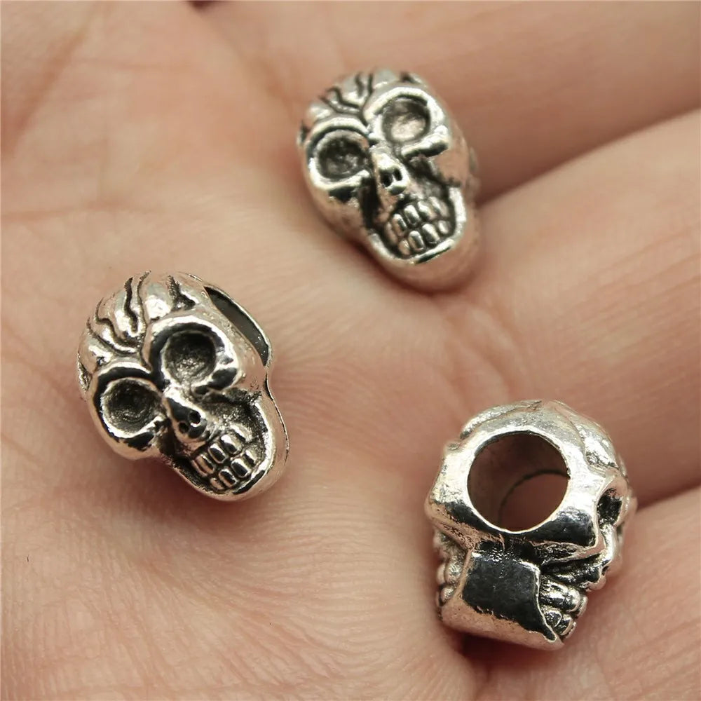 10pcs Skull Beads Beard Loose Beads Spacer Beads Fit Beards Or Hair Decorations Accessories Braid Dreadlock Tube Rings