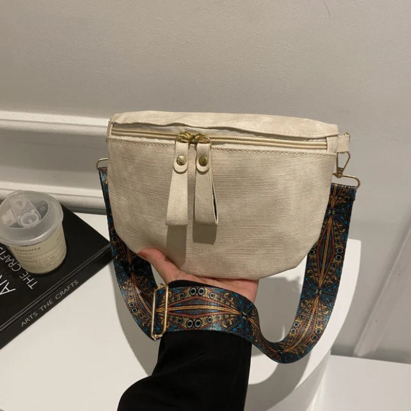 Stylish Hobo Solid Color Satchel | Luxury Designer Chest Bag & Women's PU Leather Waist Bags (Wide Strap Fashion Fanny Shoulder Pack)