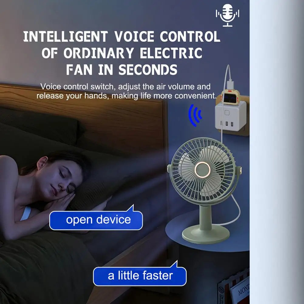Voice Control Smart USB Socket Converter Lamp Protection Lights Switch Expansion Docking Station -English Voice Control Socket