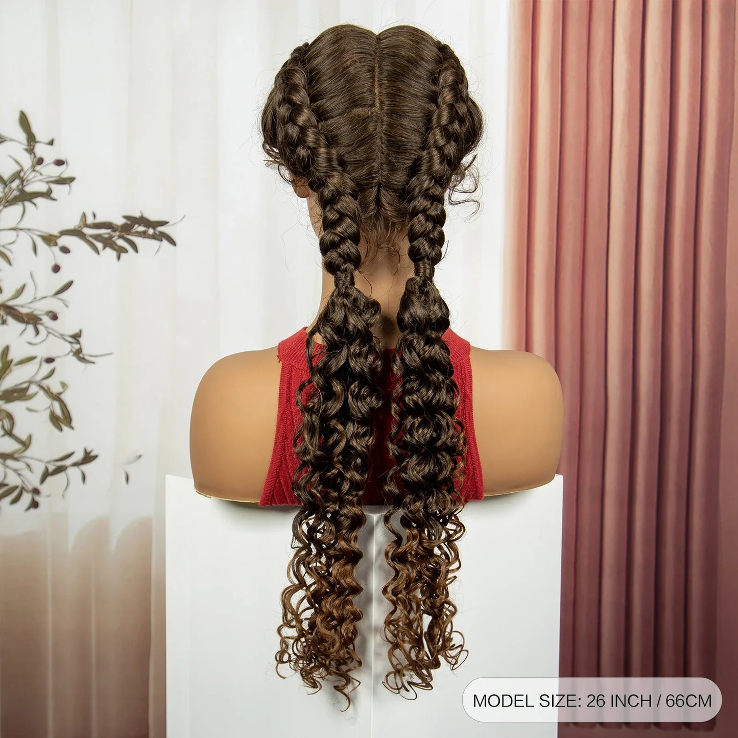 Curly Cornrow Twist Braids Wig | 13x1 T Part Lace | Water Wave | Black Women