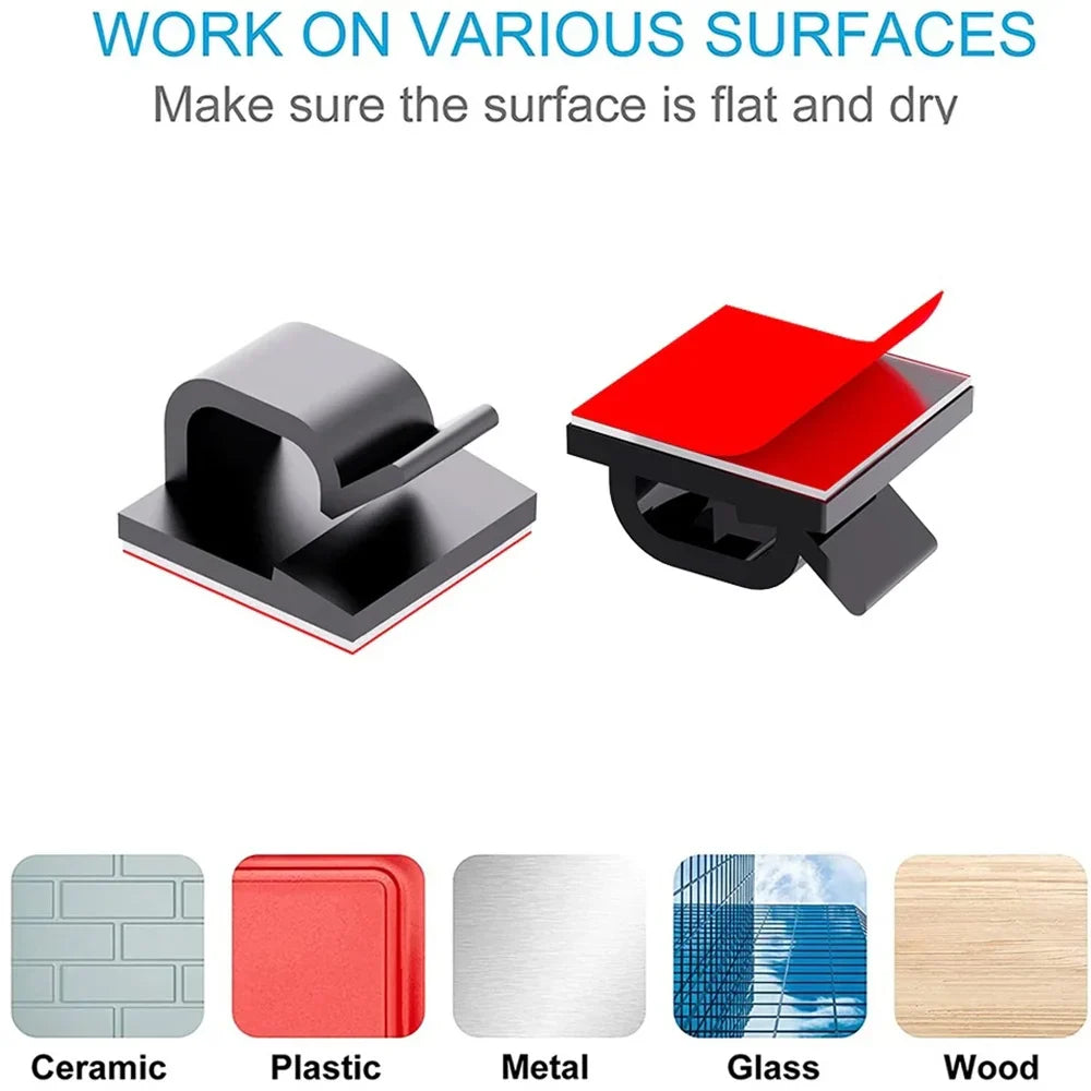 50Pcs Self-Adhesive Cable Clip Wire Protector Fixer Holder Desktop Tidy Management Wire Organizer For Mouse Headset Wire Storage