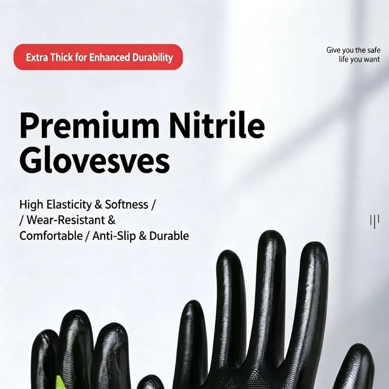 N618 Nylon Nitrile Dipped Work Gloves Oil Resistant Wear Resistant for Construction Auto Repair Factory