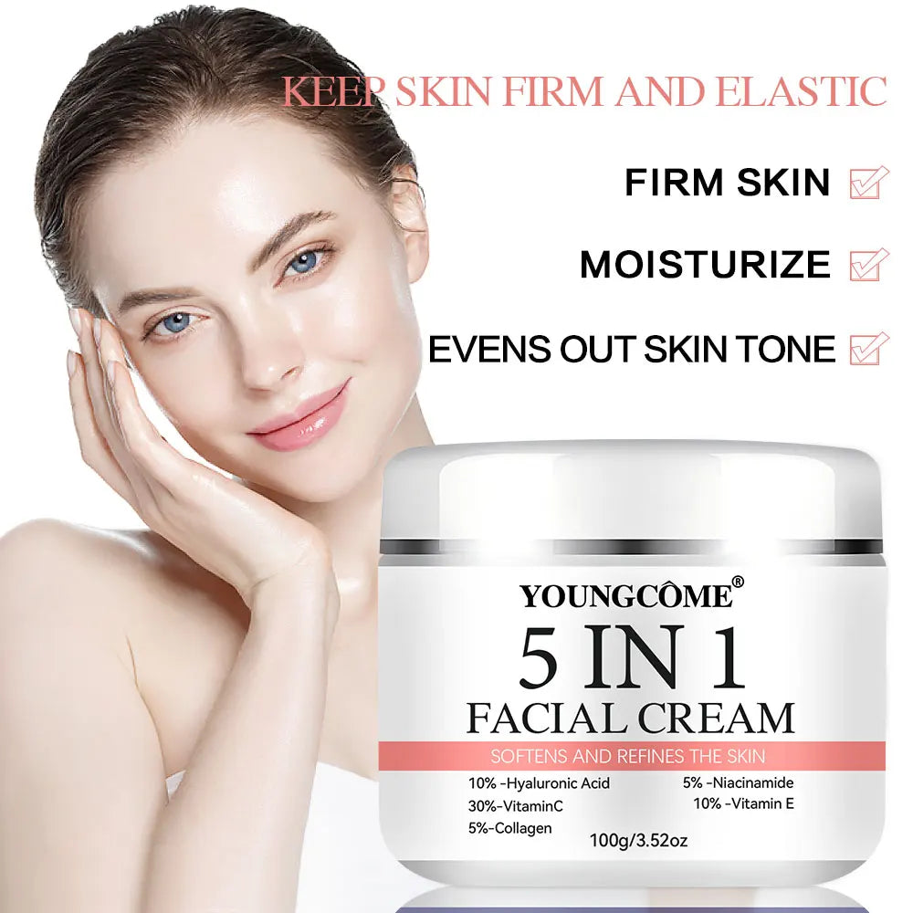 5 In 1 Fade fine lines Firming Face Serum Moisturizing brightning Vitamin C Hyaluronic Acid Facial Serum Shrink Pores Skin Care