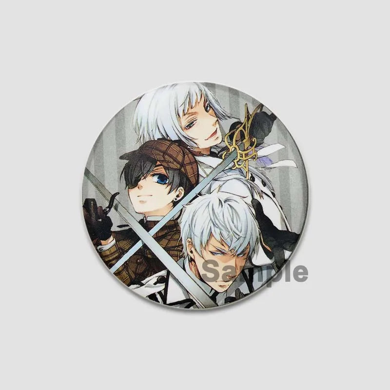 58MM Cartoon Comics Black Butler Creative DIY Badge Tinplate Plastic Pins Button Brooches for Backpack Accessories Jewelry Gifts