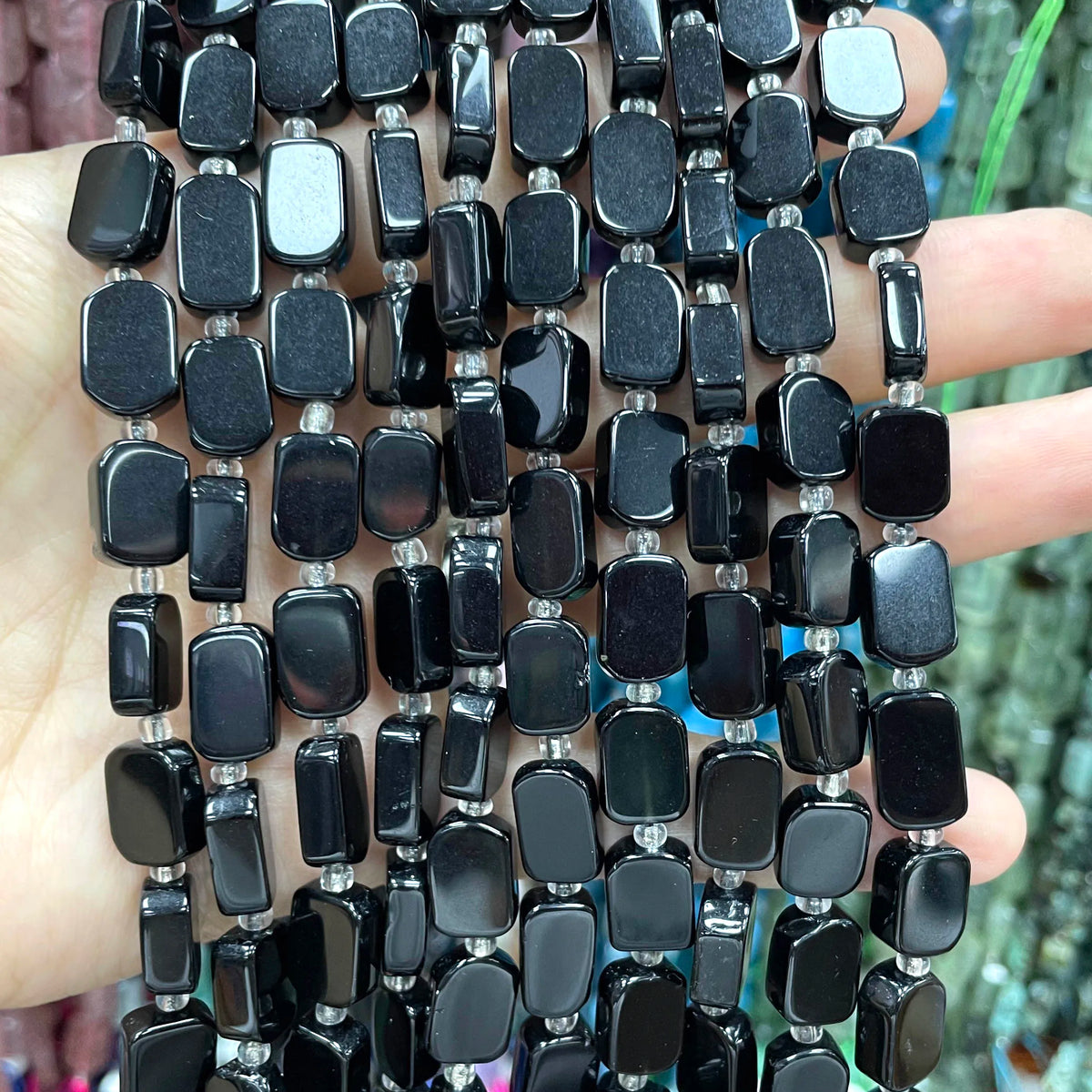 Natural Stone Flat Rectangle Amethyst Lapis Lazuli Quartz Apatite Spacer Beads For Jewelry Making Diy Bracelet Accessorie 8*12MM