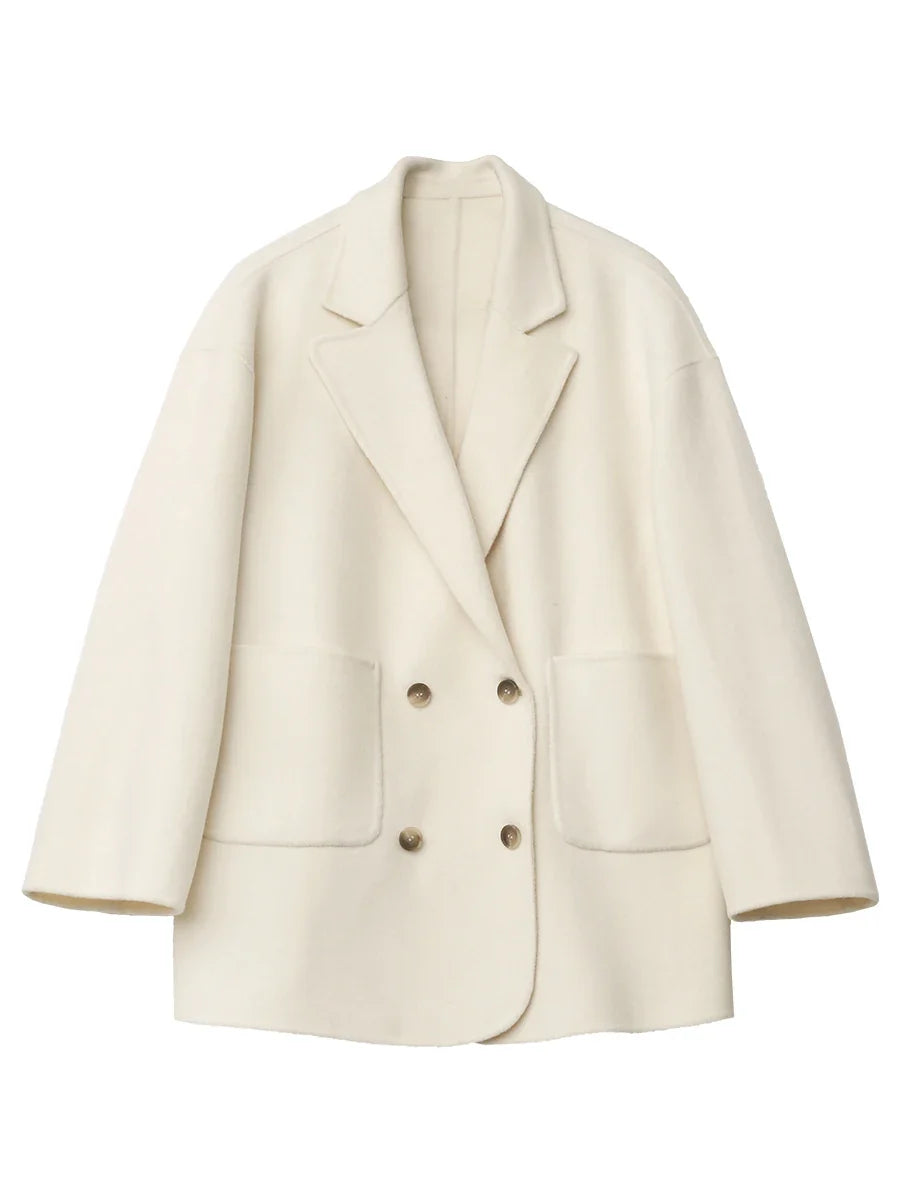 CHIC VEN New Women Woolen Coat Loose Solid Mid-length Double-sided Oversized Office Ladies Jackets Outerwear Autumn Winter 2026