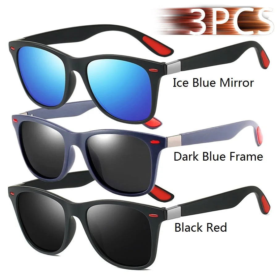 1-2-3PCS Fashion Vintage Square Unisex Driving Fishing Sunglasses Men Women Luxury Brand Designer Sun Glasses Anti-Glare Eyewear