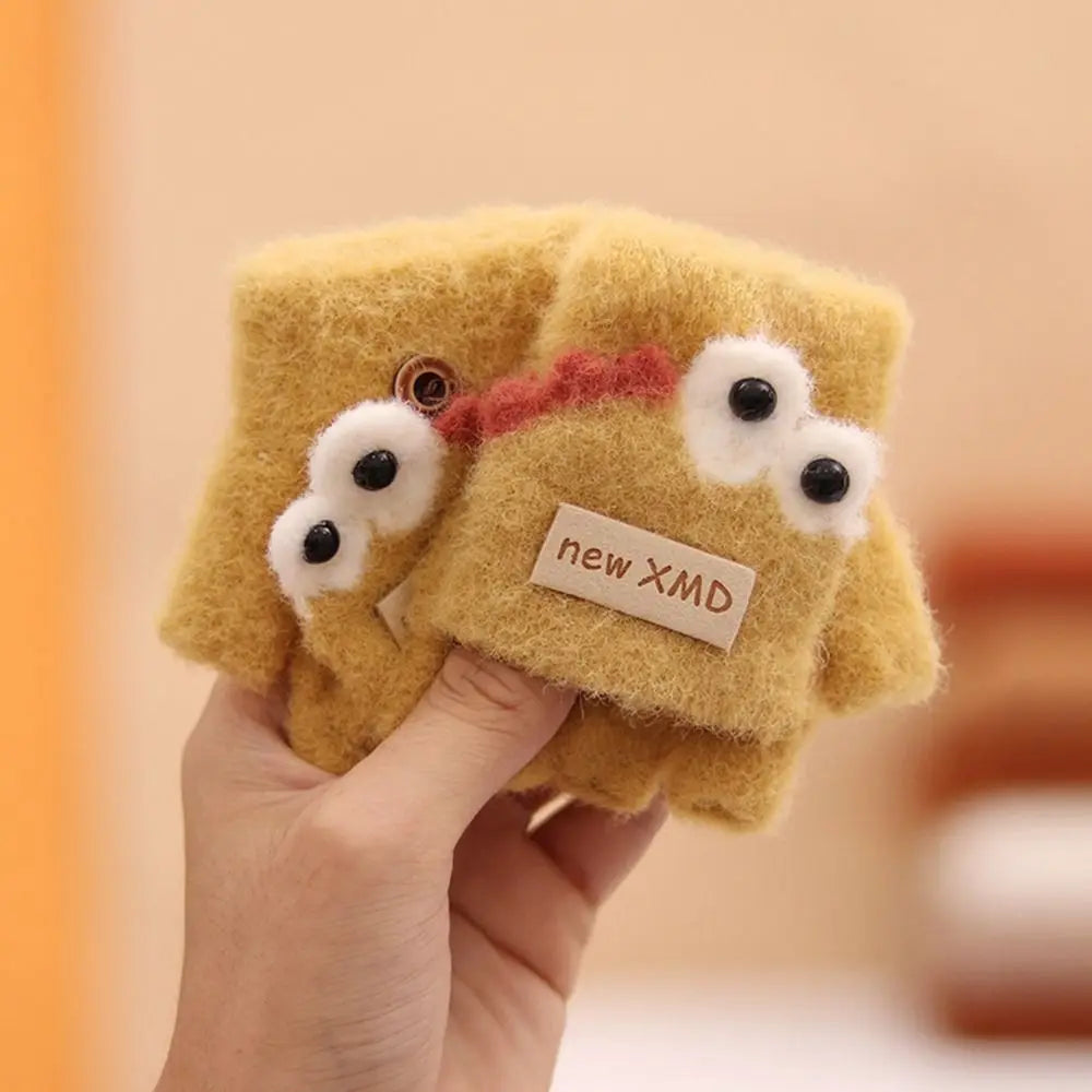 Cartoon Autumn Winter Gloves Cold Proof Windproof Baby Children Half Finger Flap Gloves Thickened Hand Warmer