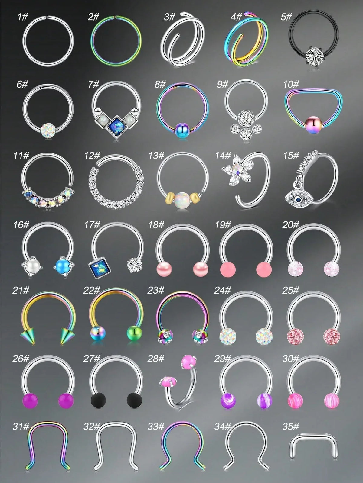 1pc Stainless Steel Nose Septum Clicker 20G 16G Flower Cubic Zirconia Decorated Piercing Nose Ring, Suitable For Daily Wear