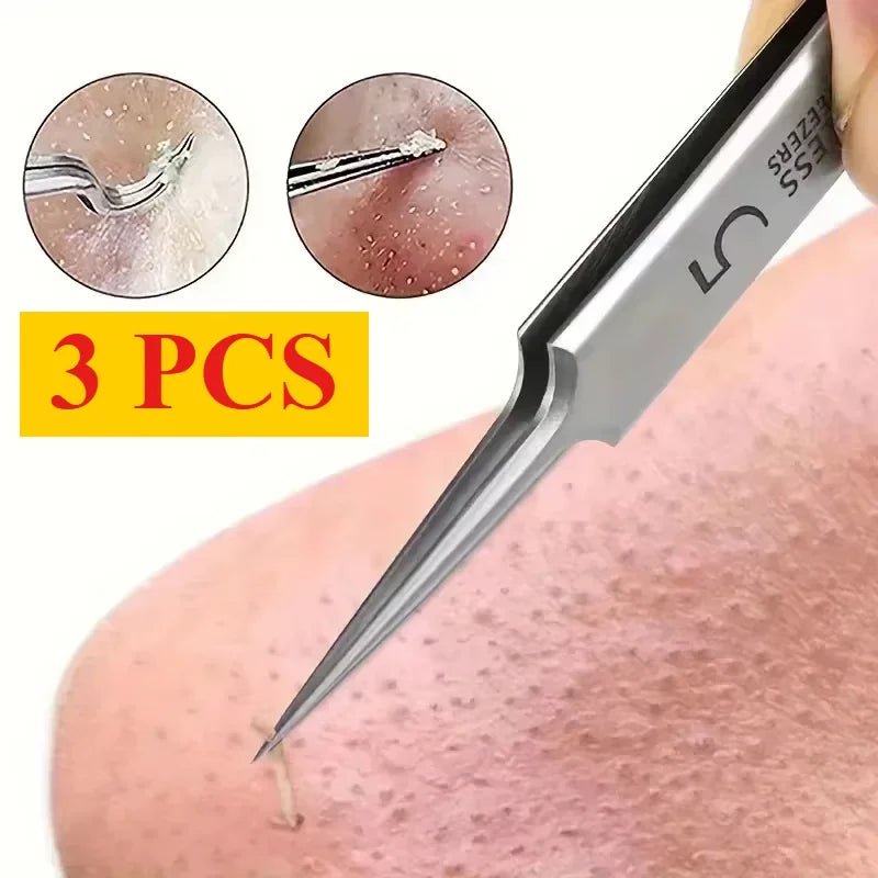 German 1/3/8Pack Extra Fine No. 5 Cellular Acne Blackhead Tweezers - Facial Beauty Remove Acne Needle Tools for Skin Care Tools