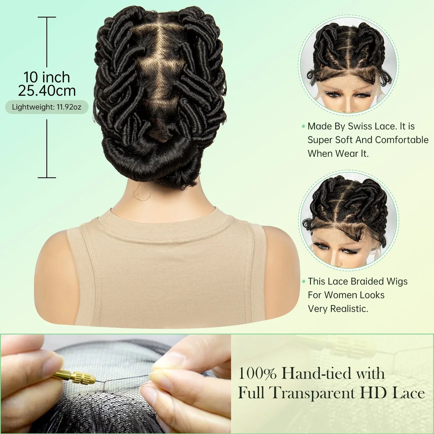 Knotless Cornrow Twist Full Lace Front Wig | Crochet Braids | Transparent Lace | Black Women