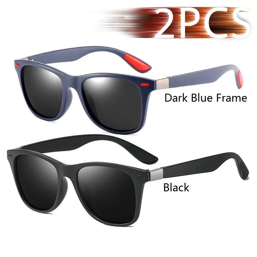 1-2-3PCS Fashion Vintage Square Unisex Driving Fishing Sunglasses Men Women Luxury Brand Designer Sun Glasses Anti-Glare Eyewear