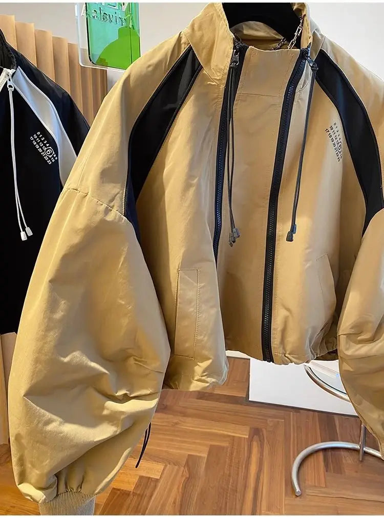 Zipper Design Niche Loose Casual Stand Collar Windbreaker Jacket Spring and Autumn Short Jacket Jacket Top