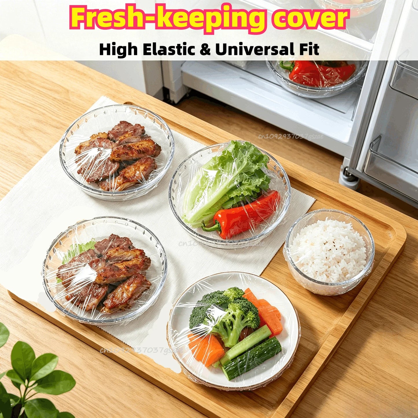 1000Pcs Plastic Wrap for Food Cover Bags for Covering Food Disposable Food Container Reusable Stretch Plastic Lid for Container