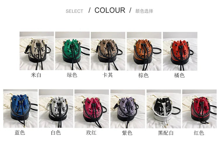 Women's Bucket Bag | PU Drawstring Shoulder and Crossbody Handbag