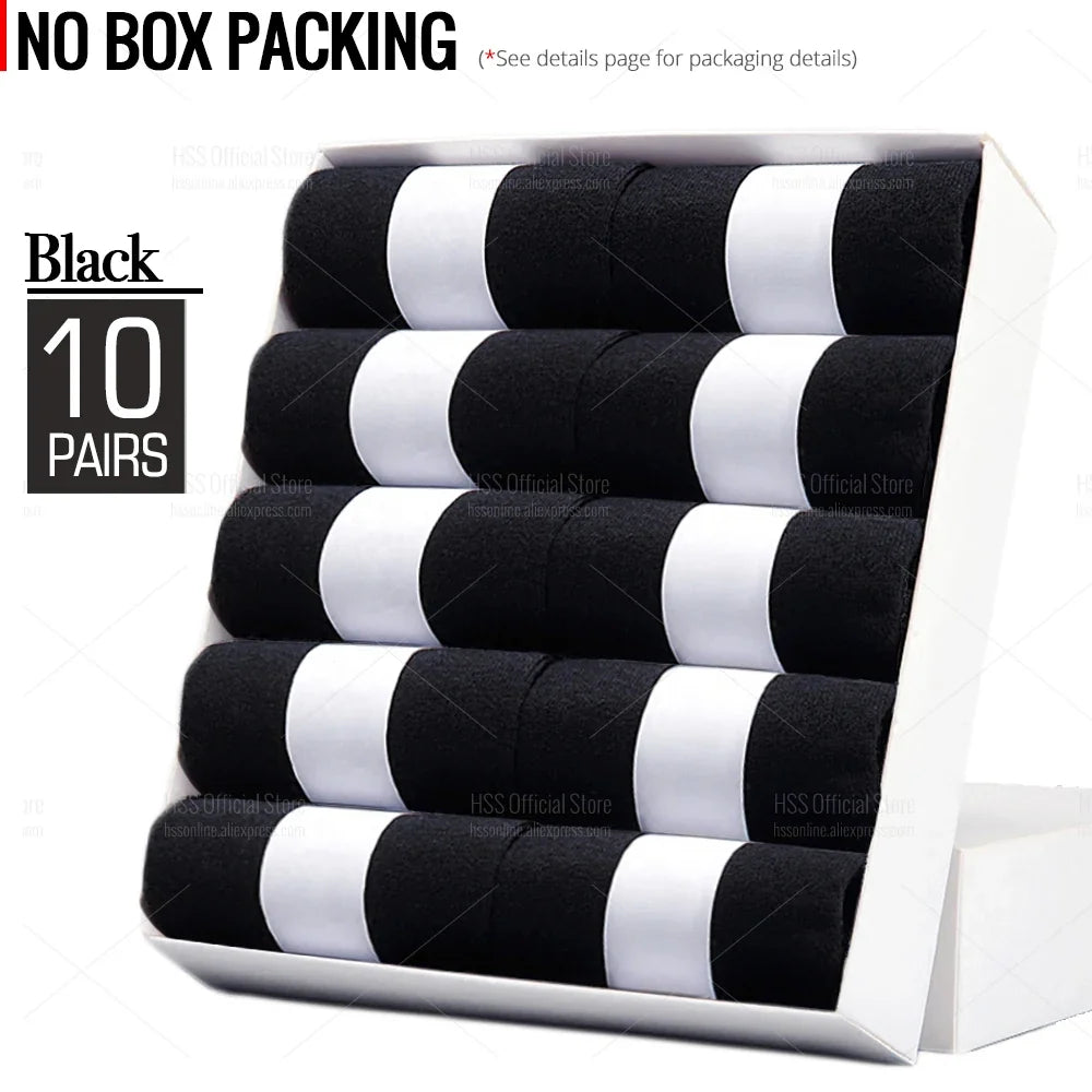 HSS 5/10 Pairs Men's Cotton Blend Socks Black Business Men Socks Soft Breathable Summer Winter for Male Socks Plus Size (6.5-14)