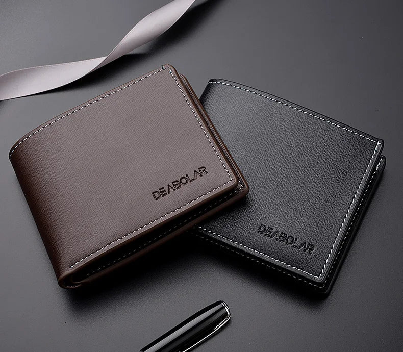 Pu Leather Men Short Wallet Thin Style Folding Young Men Credit Card Holder Wallet