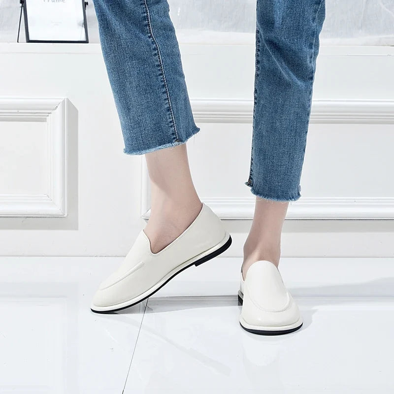AIYUQI Loafers Women 2026 New Spring Round Toe One Foot Slip-on Shoes Women Genuine Leather Soft Flats Shoes Women