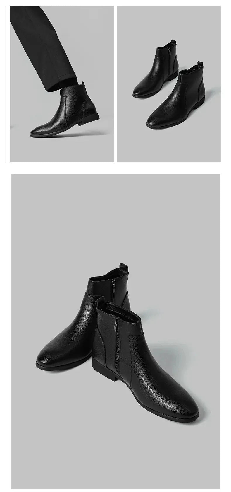 Winter New Men Business Boots Black  Red Simple Slim Fit Soft Leather Boots Casual and Fashionable Chelsea Boots 38-46 Men Boots